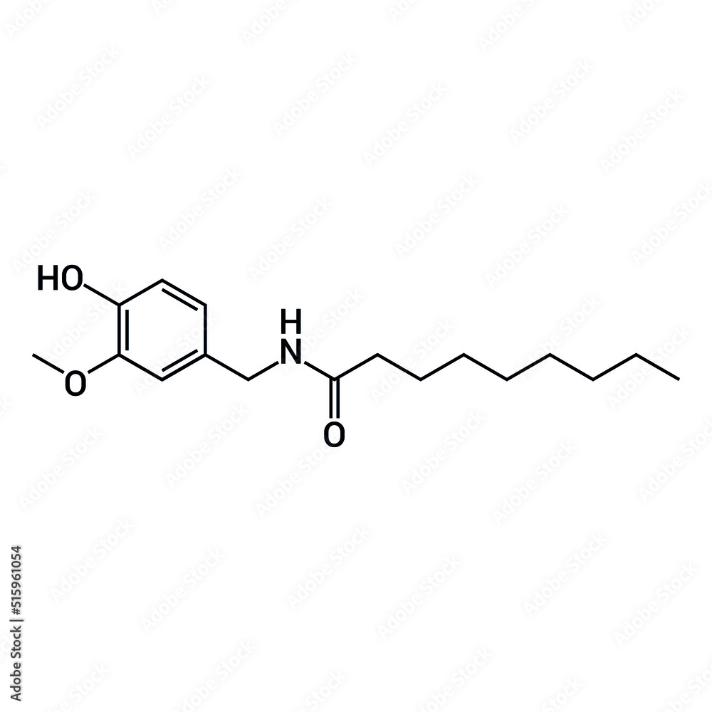 chemical structure of Nonivamide (C17H27NO3) chemical structure of Nonivamide (C17H27NO3)