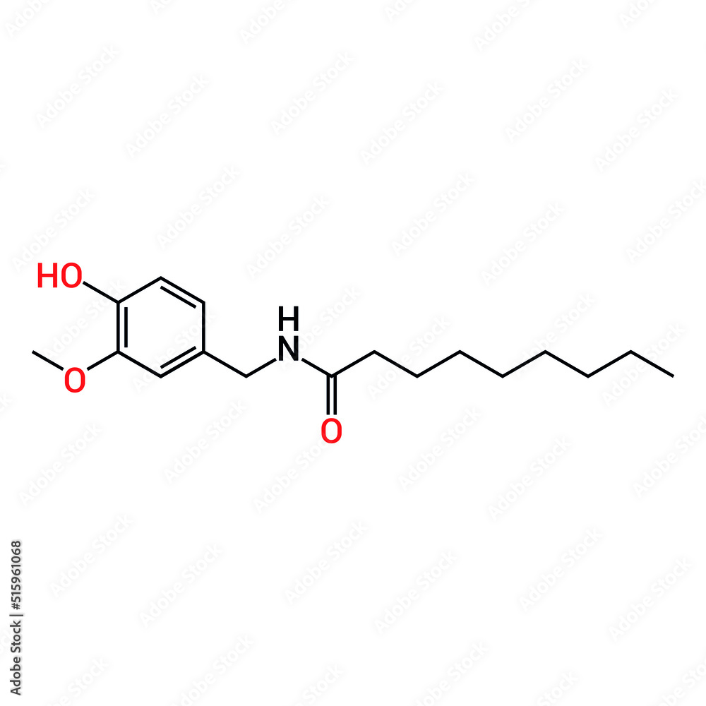 chemical structure of Nonivamide (C17H27NO3) chemical structure of Nonivamide (C17H27NO3)