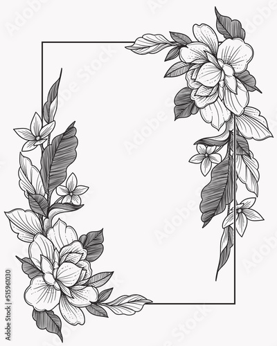 wedding frame decoration with beautiful flora ornaments

