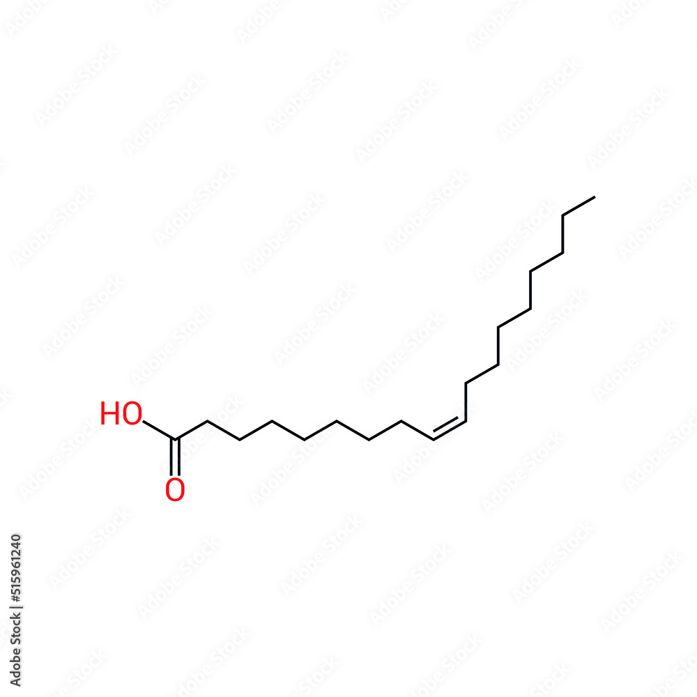 chemical structure of Oleic acid (C18H34O2) Stock Vector Adobe Stock