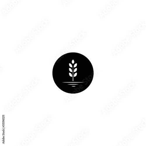 circle with black wheat template vector icon design