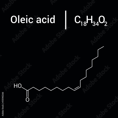 chemical structure of Oleic acid (C18H34O2) photo