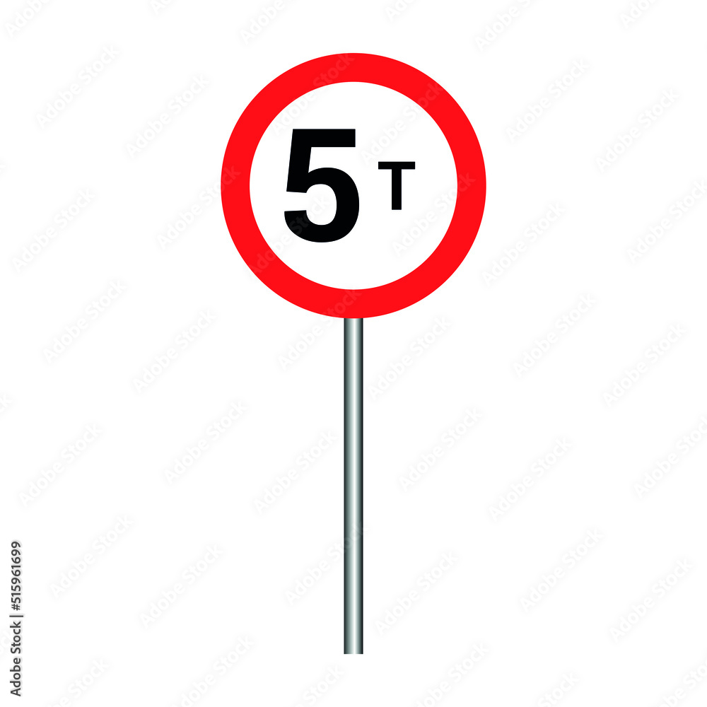 Load limit sign with pole. Traffic sign vector illustration