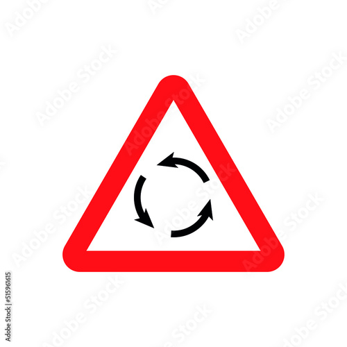 roundabout ahead sign. Traffic sign vector illustration