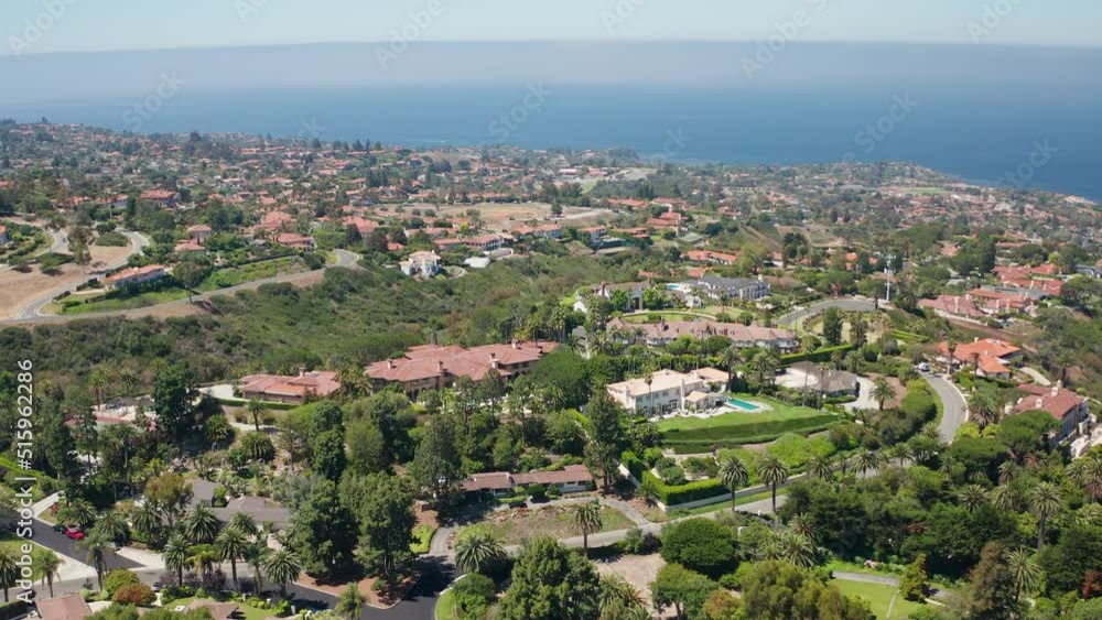 Aerial view of Palos Verdes luxury mansions with coastline view of Pacific Ocean Aerial view of Palos Verdes luxury mansions with coastline view of Pacific Ocean