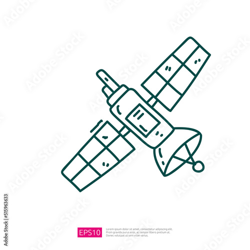 Satellite Spaceship Vector Doodle Icon