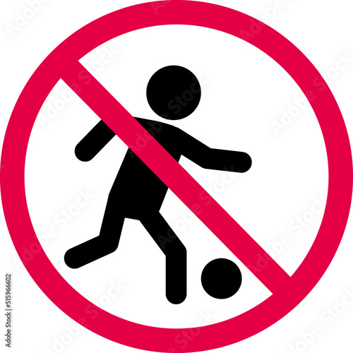 no football sign. no soccer player icon. ban on playing football symbol. flat style.