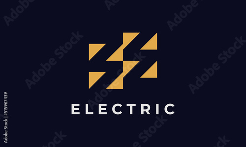 Flash Logo Design, Electrical Identity, Geometric Shapes With Lightning negative space, Vector Template