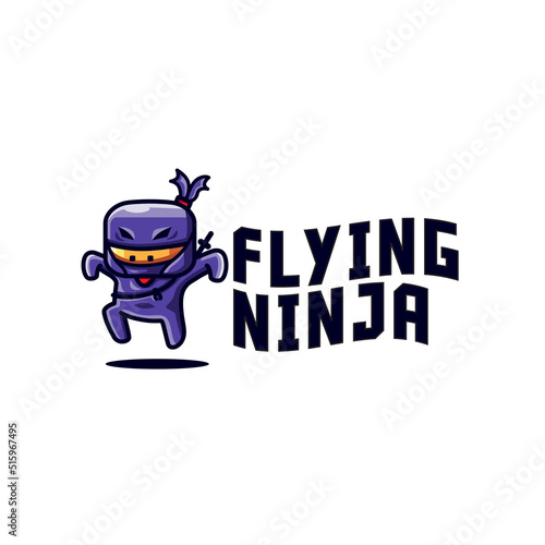 Flying Ninja Mascot Logo Template