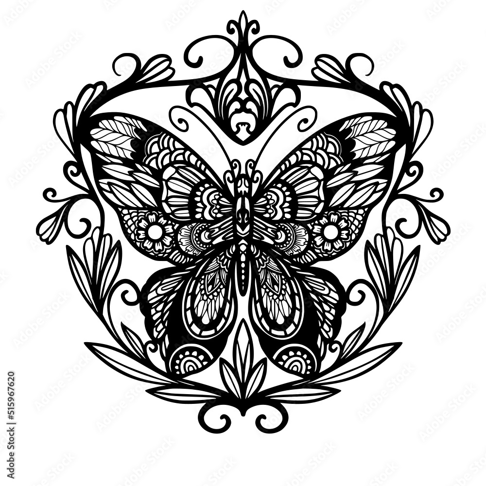 Butterfly doodle, Butterfly zentangle