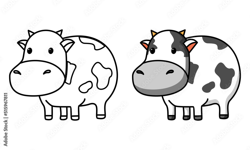Obraz premium Cute cow coloring page for kids