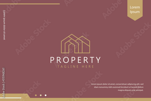 Logo Property and Construction  Building Business Company. Branding Web and Presentation Background.
