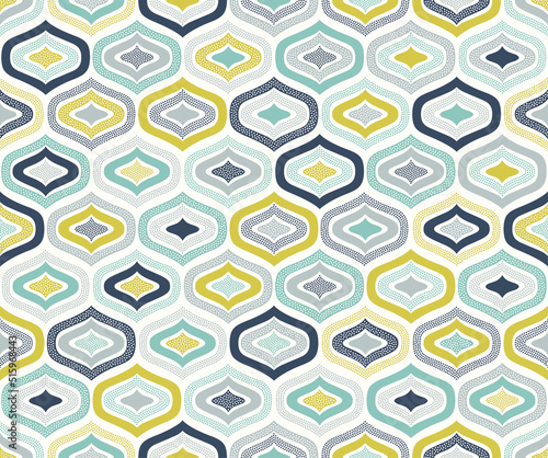 seamless ogee pattern, modern creative childish dots abstract background. Retro geometric colorful design.