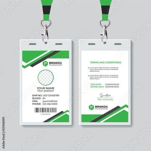 Modern identity Employee Abstract professional corporate office Id card design Simple and Clean ID Card Design template