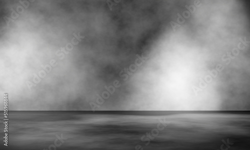 Concrete wall and Concrete wall with light and shadow background. Mortar background is used for product display for presentation. Black gray empty room. Copy space.