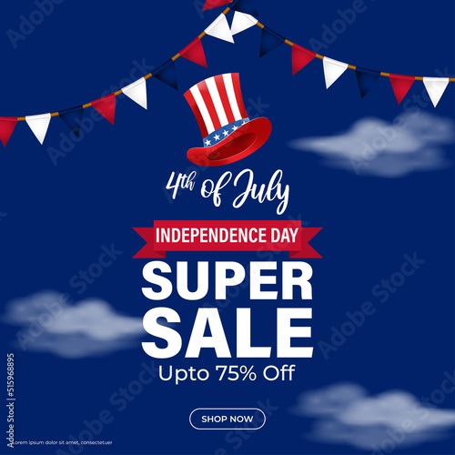 Vector illustration for US Independence Sale banner