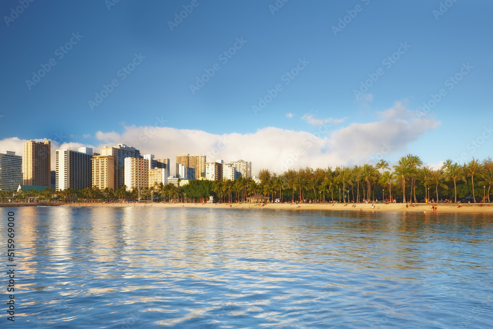 Beautiful landscape of a city near the beach and blue sky for a holiday or vacation destination. Cityscape surrounded by nature, trees, the sea, and the ocean. Scenic view of the urban scene by water Beautiful landscape of a city near the beach and blue sky for a holiday or vacation destination. Cityscape surrounded by nature, trees, the sea, and the ocean. Scenic view of the urban scene by water