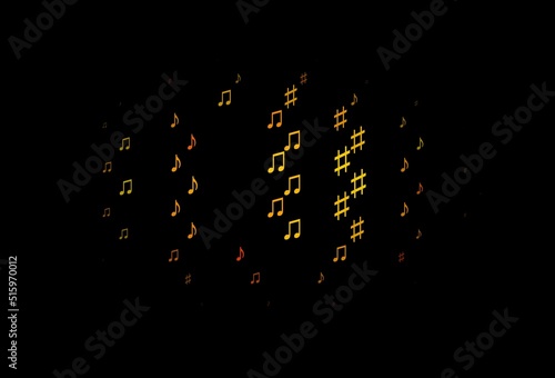 Dark Orange vector backdrop with music notes.