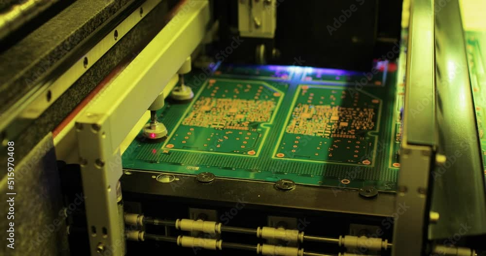 Stockvideon Automated testing of electronic boards on special equipment ...