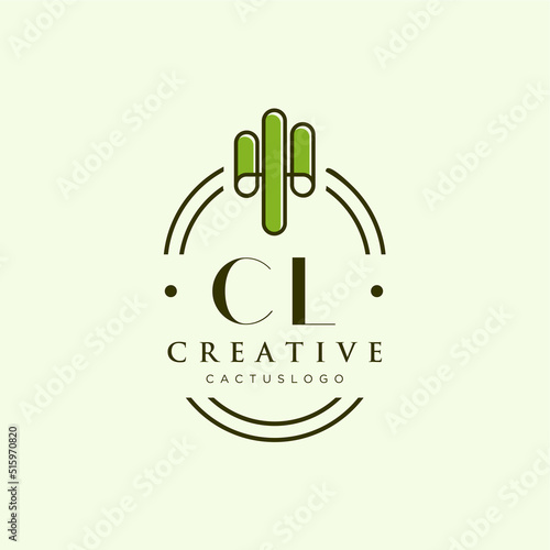 CL Initial letter green cactus logo vector