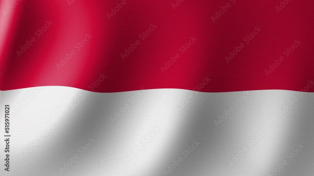 The flag of Monaco is fluttering in the wind. Seamless Animation 3D The flag of Monaco is fluttering in the wind. Seamless Animation 3D