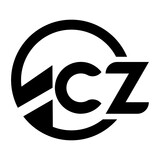 CZ letter logo design on Black background. Initial Monogram Letter CZ Logo Design Vector Template.