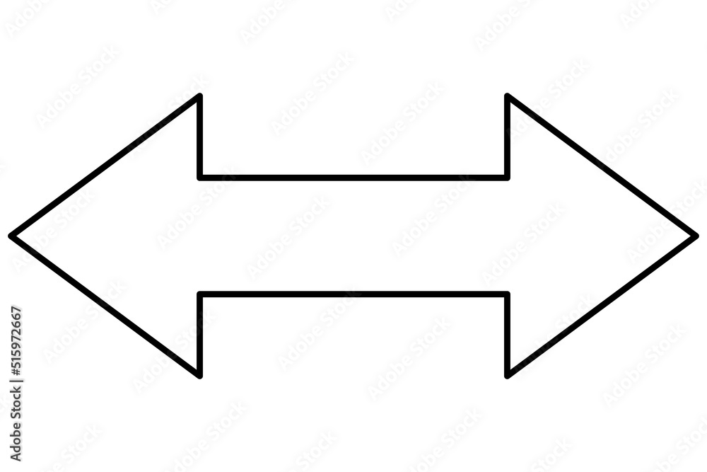 Simple arrow illustration single item with line / painted white Simple arrow illustration single item with line / painted white