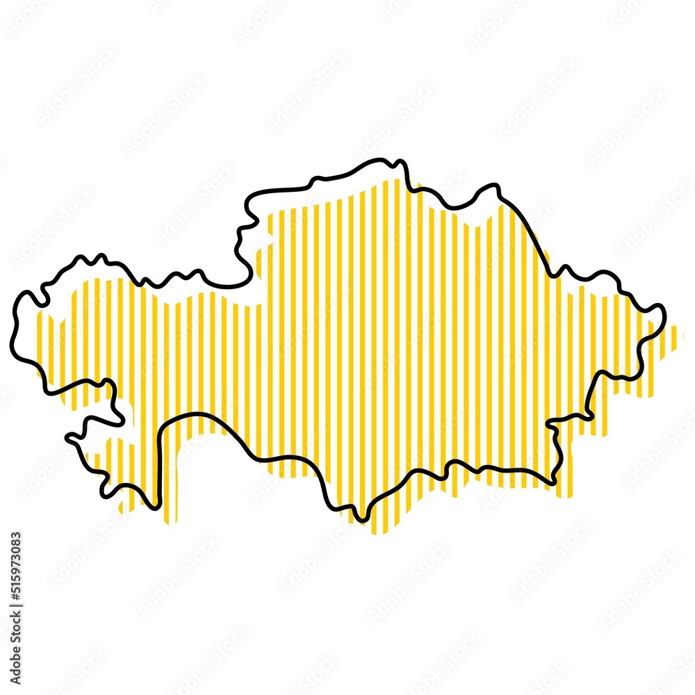 Stylized simple outline map of Kazakhstan icon.