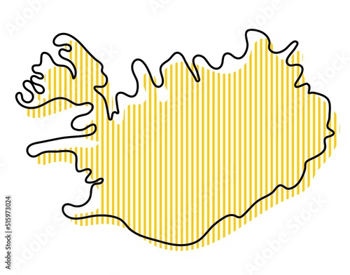 Stylized simple outline map of Iceland icon.