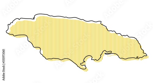 Stylized simple outline map of Jamaica icon.
