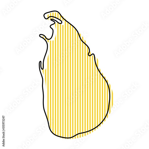 Stylized simple outline map of Sri Lanka icon.