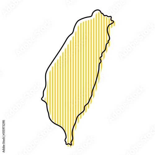 Stylized simple outline map of Taiwan icon.