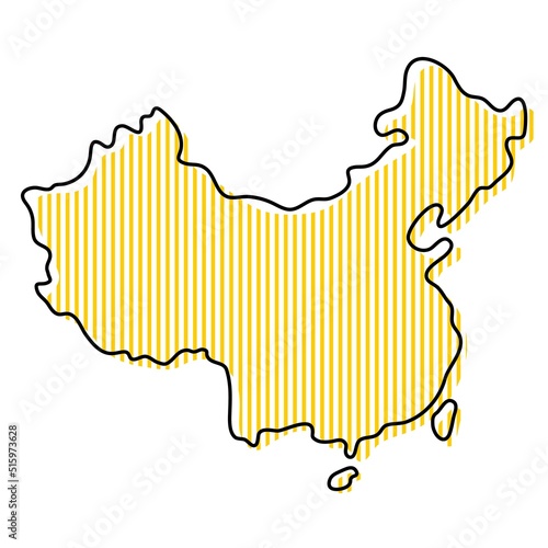 Stylized simple outline map of China icon.