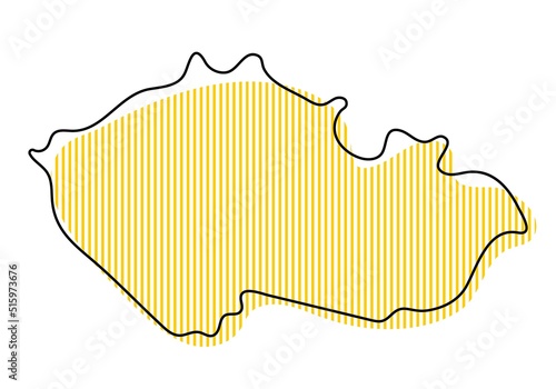 Stylized simple outline map of Czech icon.