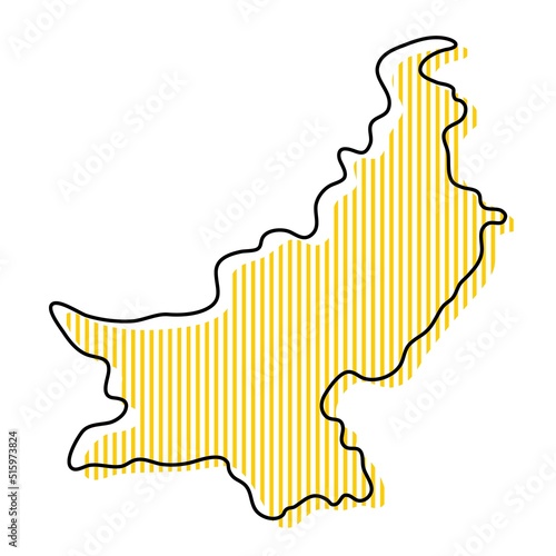 Stylized simple outline map of Pakistan icon.