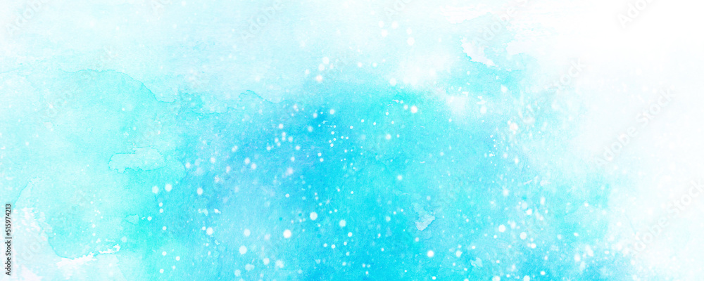 水色のソーダ水をイメージした水彩背景イラスト　夏イメージ