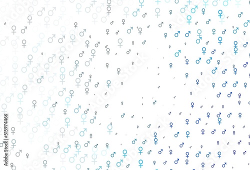 Light blue vector template with man, woman symbols.