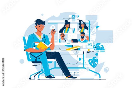 Doctors online video conference meeting