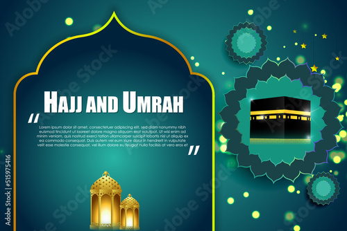 Vector illustration for Hajj Islamic pilgrimage banner