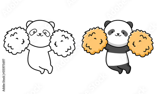 Cute cheerleader panda coloring page for kids