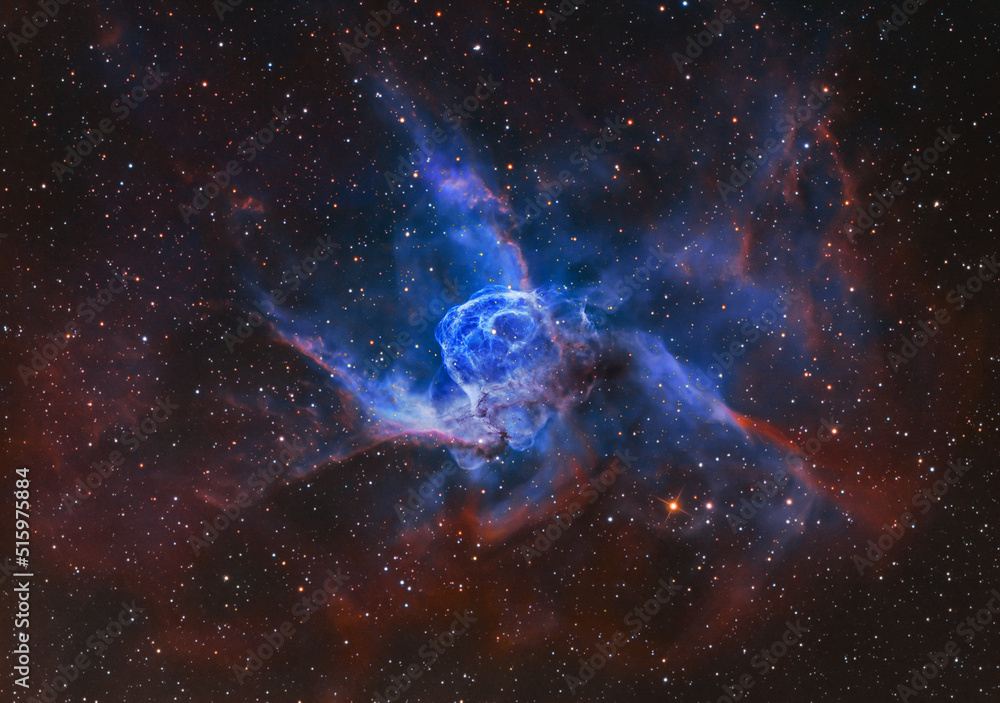 Foto Stock Thor's Helmet NGC 2359 nebula in constellation of Great Overdog.  Elements of this picture furnished by NASA | Adobe Stock