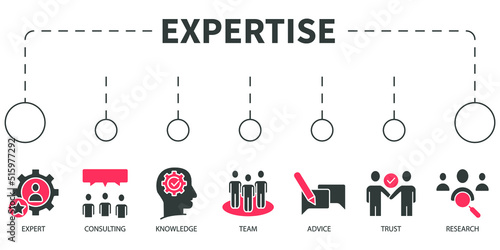 Expertise Vector Illustration concept. Banner with icons and keywords . Expertise symbol vector elements for infographic web