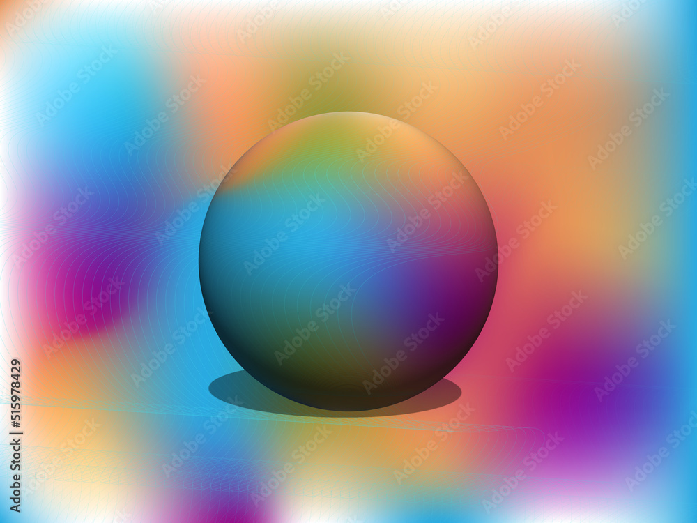 Abstract image. Illustration and clipart. A Ball with Combination of blue, red and chocolate, and the shadow with colorful background. Abstract image. Illustration and clipart. A Ball with Combination of blue, red and chocolate, and the shadow with colorful background.