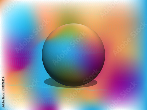Abstract image. Illustration and clipart. A Ball with Combination of blue  red and chocolate  and the shadow with colorful background.