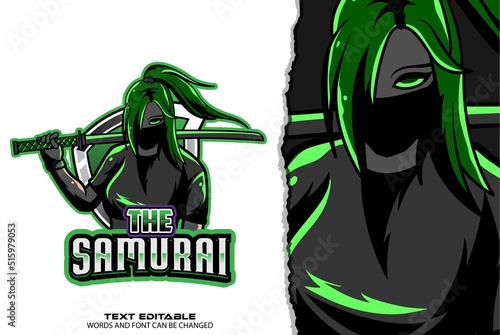 samurai girl esport logo - premium vector