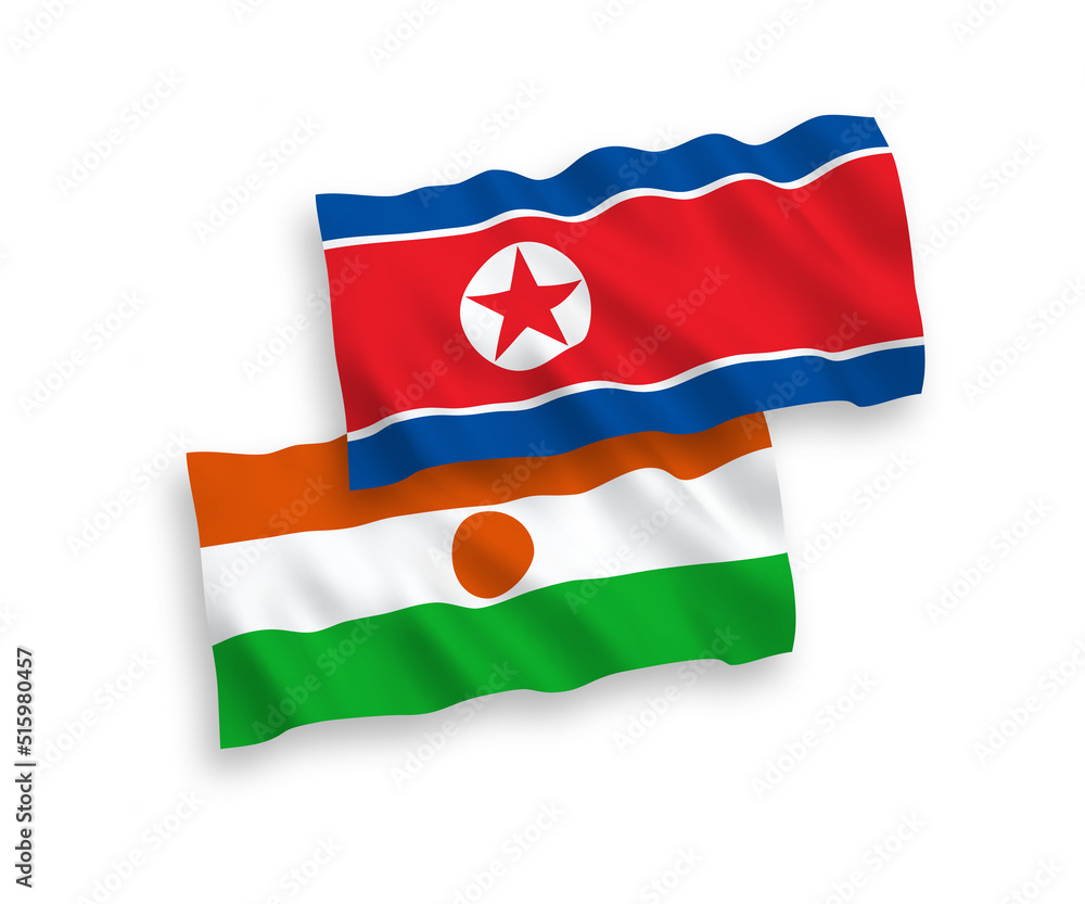 Flags of North Korea and Republic of the Niger on a white background Flags of North Korea and Republic of the Niger on a white background