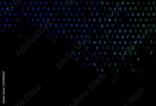 Dark blue  green vector texture with ABC characters.