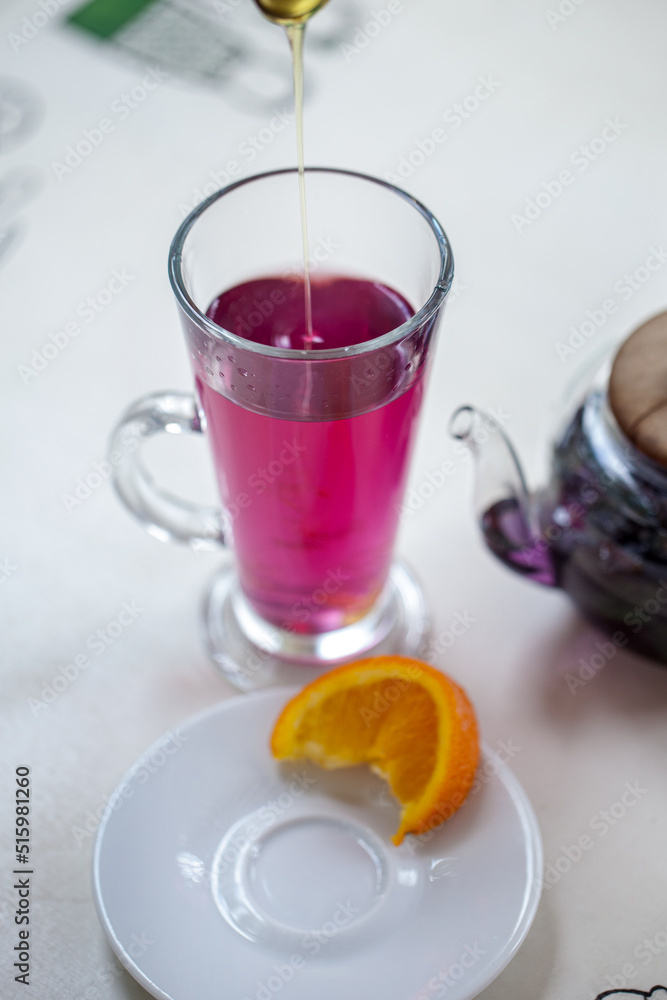 Basil tea with honey and orange. Basil tea with honey and orange.
