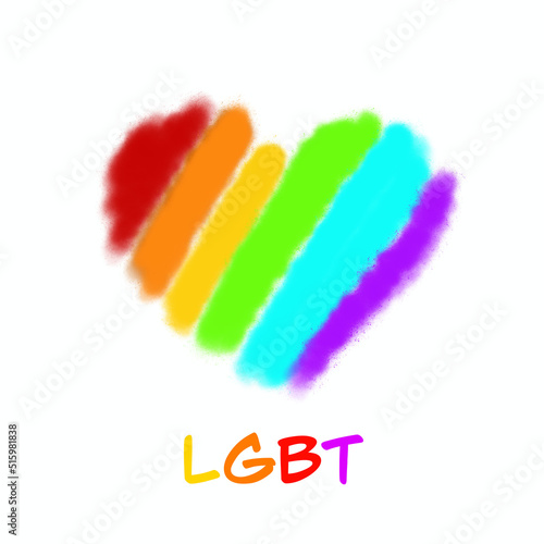 Rainbow color heart. LGBT pride symbol. Heart in rainbow LGBT flag colors - paint style illustration. Lesbian, Gay, Bisexual and Transgender rights