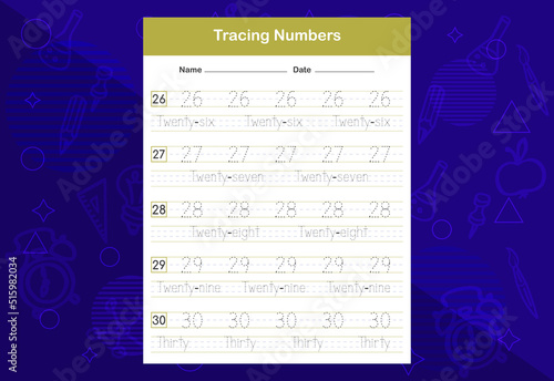 Tracing Numbers Worksheets. An educational worksheet for kids. Learn Numbers.